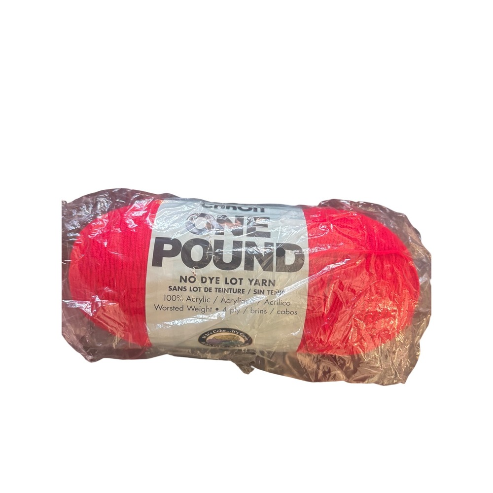 Caron One Pound Yarn Scarlet 516 Red Worsted Weight 4 Ply Acrylic 16oz Skein